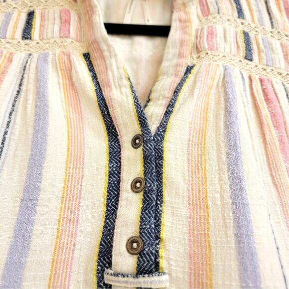 ANTHROPOLOGIE Short Sleeve Georgina Tiered Striped Shirt Dress Womens (M-Petite) - Picture 11 of 15